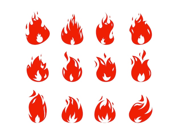 Fiamma dei cartoni animati Palla di fuoco fuoco rosso fuoco di campo caldo Calore rosso fuoco selvaggio e falò bruciare potenza di fuoco s