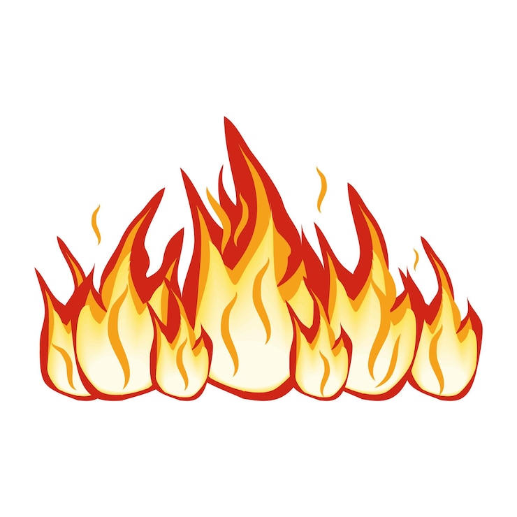 Vettore fiamma del fuoco isolata su uno sfondo bianco illustrazione vettoriale a colori