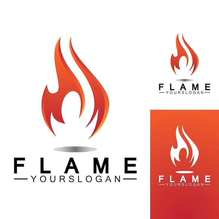 Vettore fiamma di fuoco logo design template vettoriale