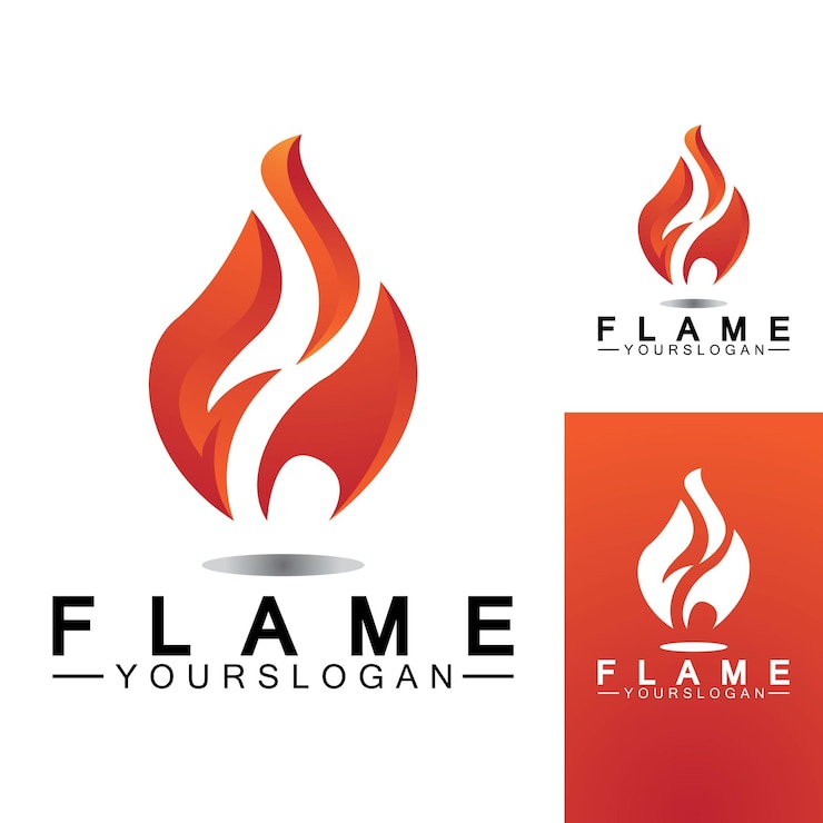 Vettore fiamma di fuoco logo design template vettoriale