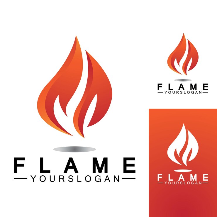 Vettore fiamma di fuoco logo design template vettoriale