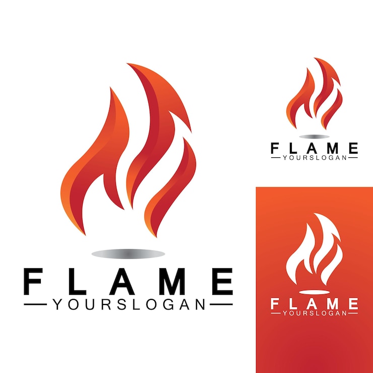Vettore fiamma di fuoco logo design template vettoriale