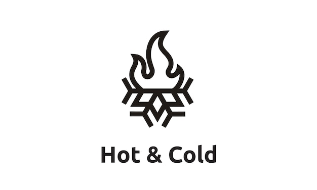 Fiamma e Fiocco di neve con un semplice logo in stile art design