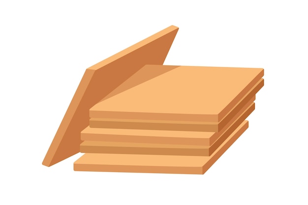 Fibreboard stack wood fiber board Fibreboard MDF materiale di costruzione in legno per l'industria dell'edilizia Pasta rigida rettangolare Illustrazione vettoriale piatta isolata su sfondo bianco