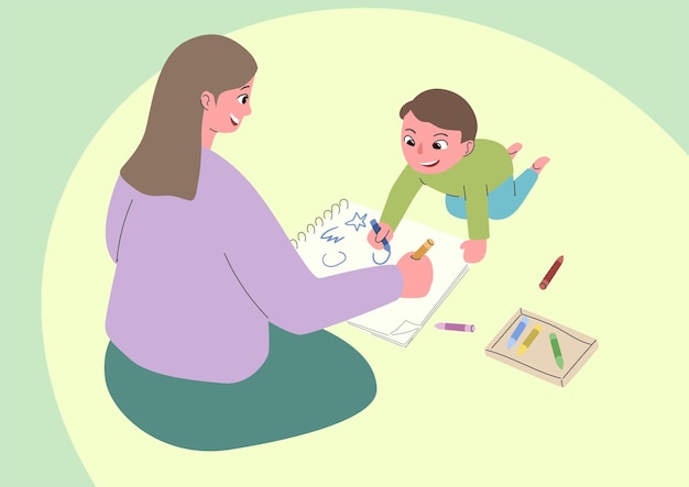 Figura di madre con suo figlio illustrazione