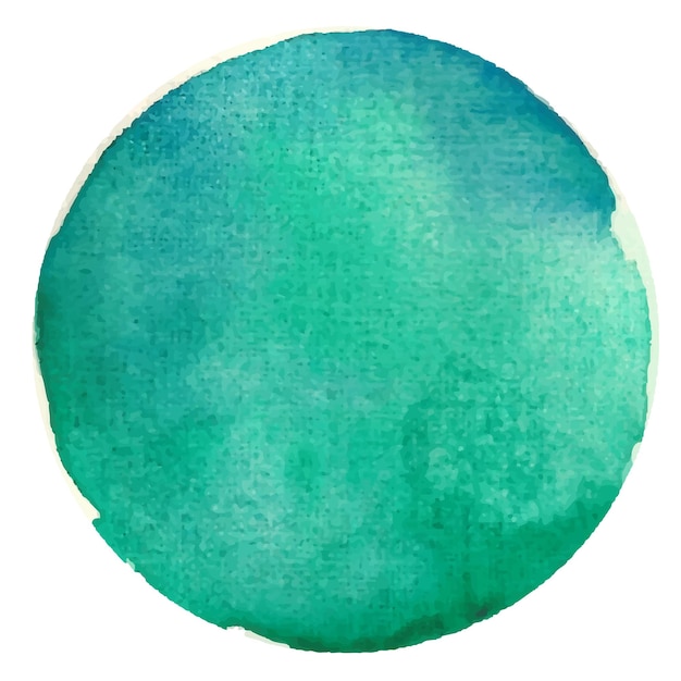 Figure ad acquerello. Cerchio dipinto a mano ad acquerello blu acquamarina isolato su bianco.