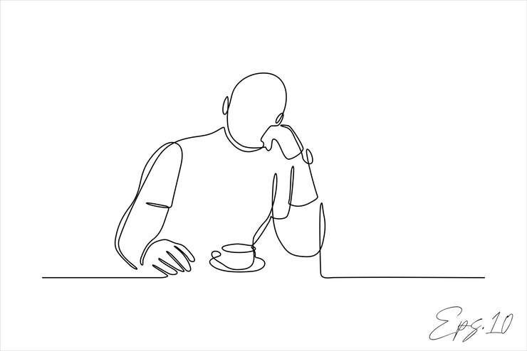 Vettore fila continua di persone che bevono caffè