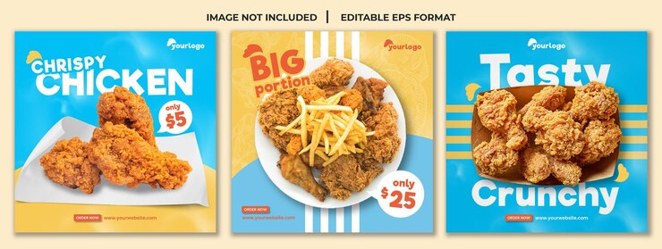 File Eps di raccolta di modelli di posta Instagram di pollo vettoriale gratuito