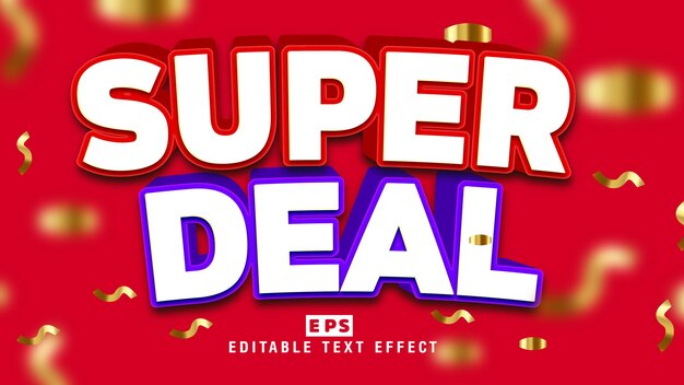 File vettoriale con effetto testo modificabile Super Deal 3d con sfondo carino