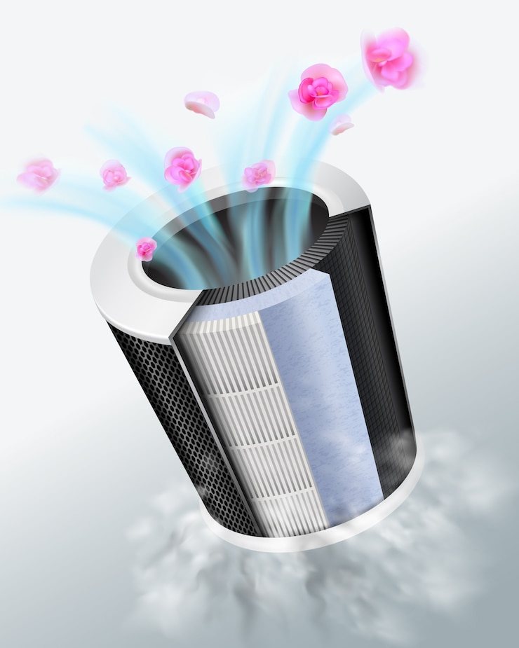 Vettore filtri per depuratori d'aria che forniscono alta efficienza nella purificazione dell'aria composto da filtri, strato filtrante grossolano, strato filtrante carbone, strato filtrante fine. può filtrare polvere, germi, fragrante fresco.
