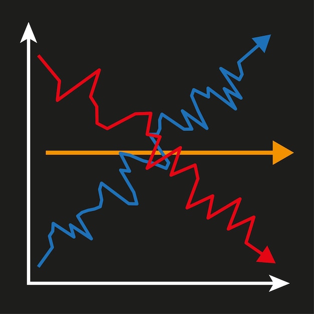 Financial chart arrows Colored trend lines Market direction indicators Vector graph elements