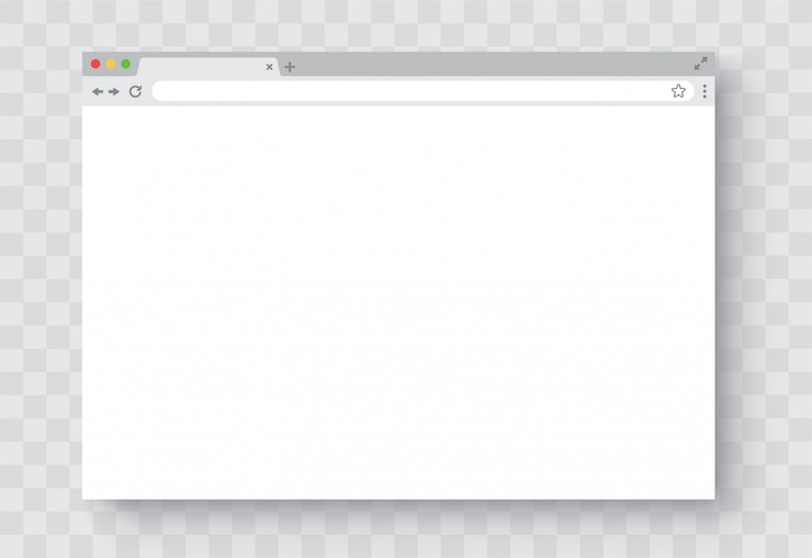 Finestra del browser. Finestra del browser vuota realistica con ombra. Pagina Web vuota