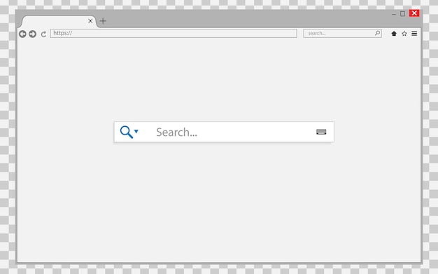 Finestra del browser su trasparente. Ricerca nel browser.