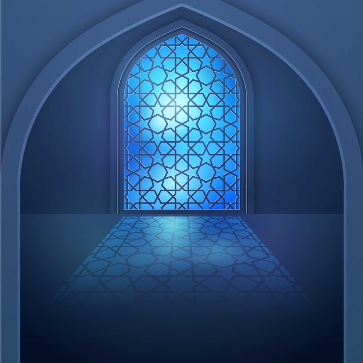 Vettore finestra di sfondo design islamico con motivo geometrico