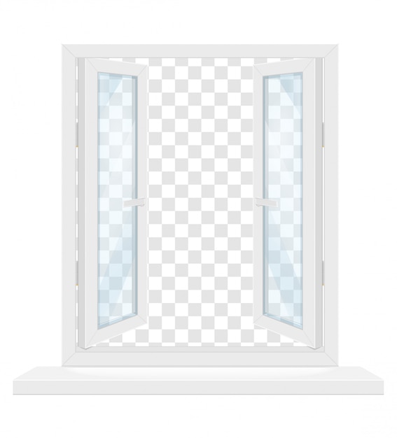 Finestra in plastica bianca trasparente con davanzale