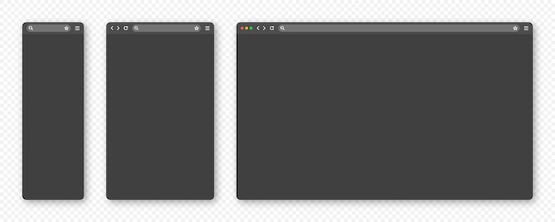 Finestra vuota del browser web con barra degli strumenti e campo di ricerca pagina web moderna in stile piatto