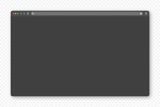 Finestra vuota del browser web con barra degli strumenti e campo di ricerca pagina web moderna in stile piatto