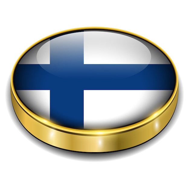 Finlandia Bandiera della Finlandia vettore pulsante 3D