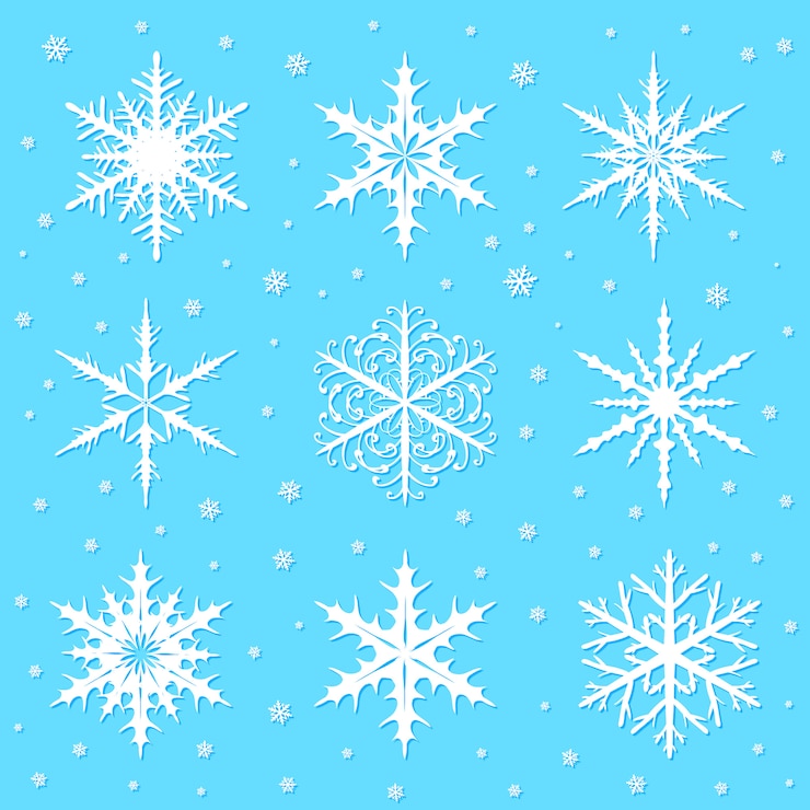 Vettore fiocchi di neve impostato su blu