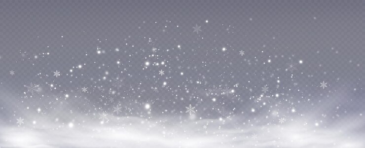 Fiocchi di neve su uno sfondo trasparente