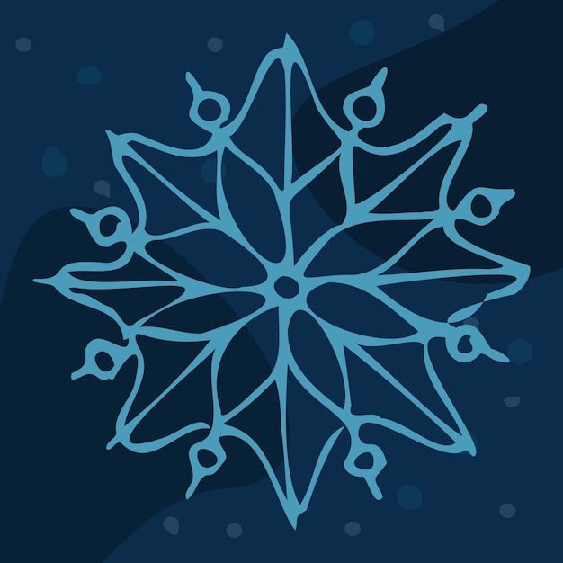 Fiocco di neve di arte vettoriale con sfondo scarabocchio