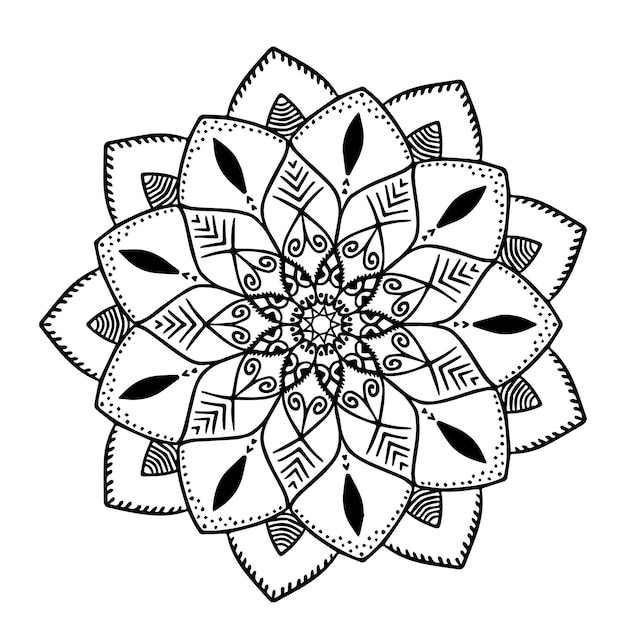 Fiore astratto ornamentale della mandala sul disegno floreale della priorità bassa dell'elemento bianco