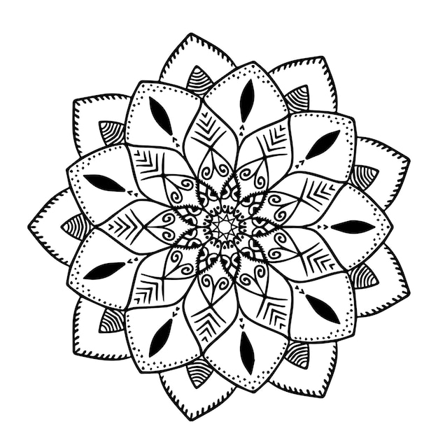 Fiore astratto ornamentale della mandala sul disegno floreale della priorità bassa dell'elemento bianco