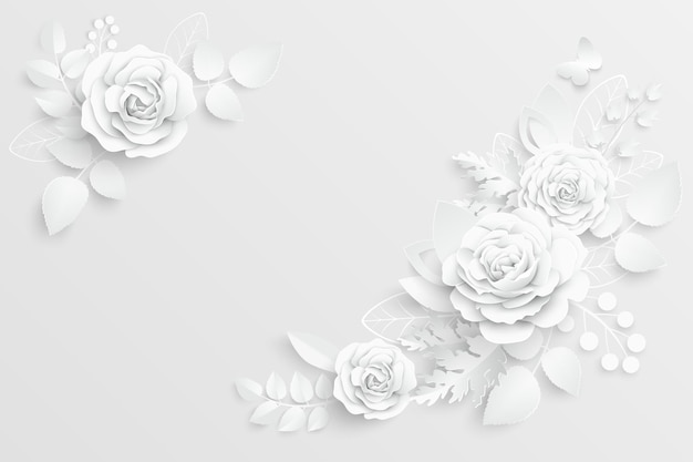 Fiore di carta Rose bianche tagliate da carta Decorazioni di nozze Modello di biglietto di auguri