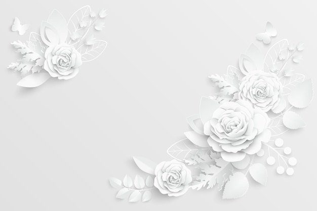 Fiore di carta Rose bianche tagliate da carta Illustrazione vettoriale