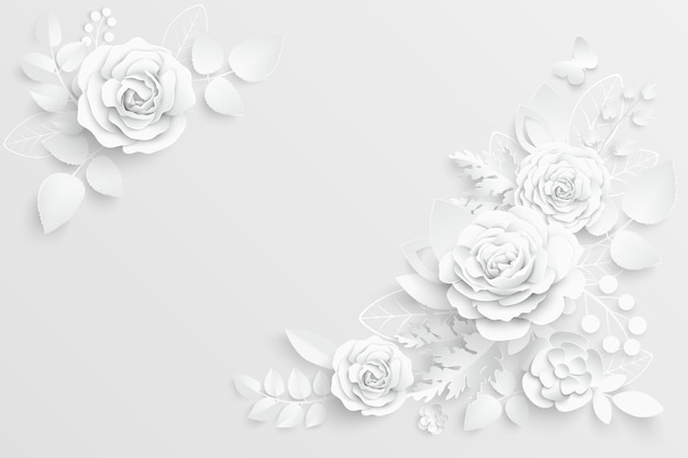 Fiore di carta Rose bianche tagliate da carta Illustrazione vettoriale