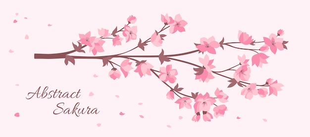 Fiore di ciliegio sakura ramoscelli fiori rosa carta Giapponese ramo fiorito vettore illustrazione orientale