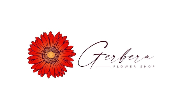 fiore di gerbera disegnato a mano per logo e mascotte