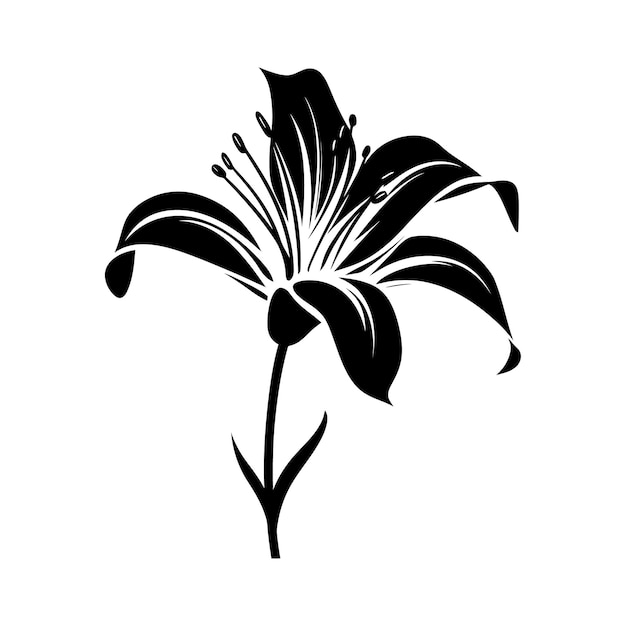 Fiore di giglio un semplice colore nero minimo