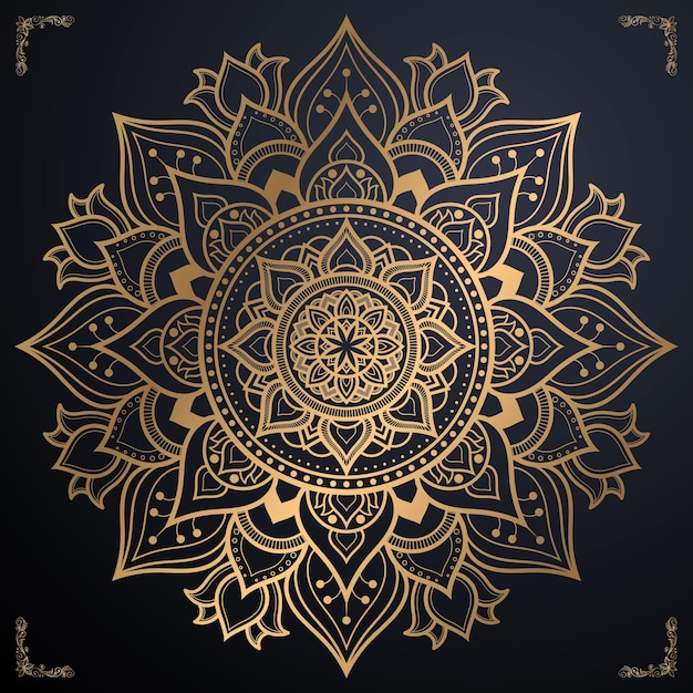 Fiore di lusso mandala design sfondo in colore oro download file vettoriale