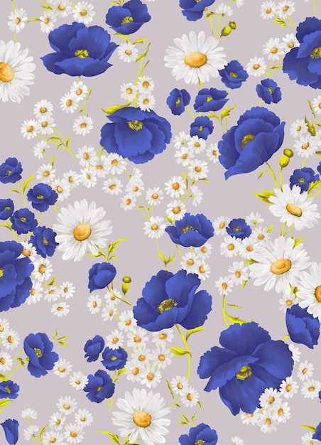 Fiore di primavera ripetizione disegno vettoriale illustrazione tessuto stampa tessile