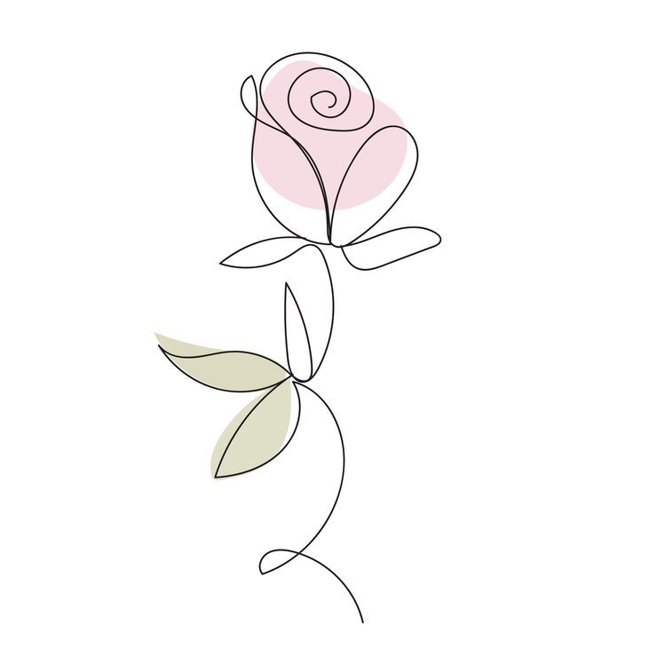Fiore di rosa linea vettoriale arte minimal rosa pastello illustrazione