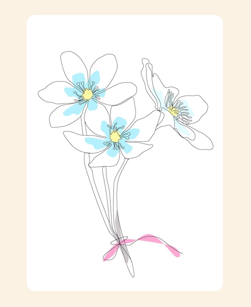 Fiore disegnato a mano una linea arte illustrazione disegno vettoriale bellissimo design
