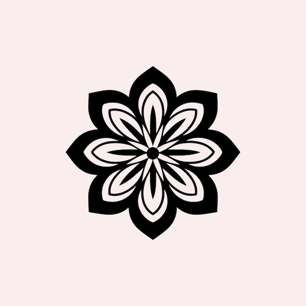 Fiore icona logo vettoriale in bianco e nero