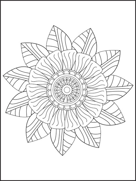 fiore mandala pagina da colorare, libro da colorare mandala kdp interior. pagina da colorare di fiori per adulti.