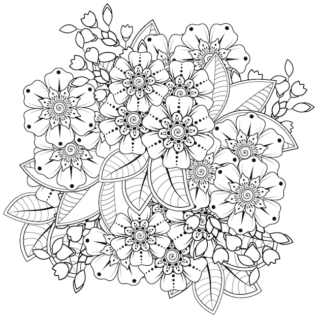 Fiore Mehndi per l'henné isolato su bianco