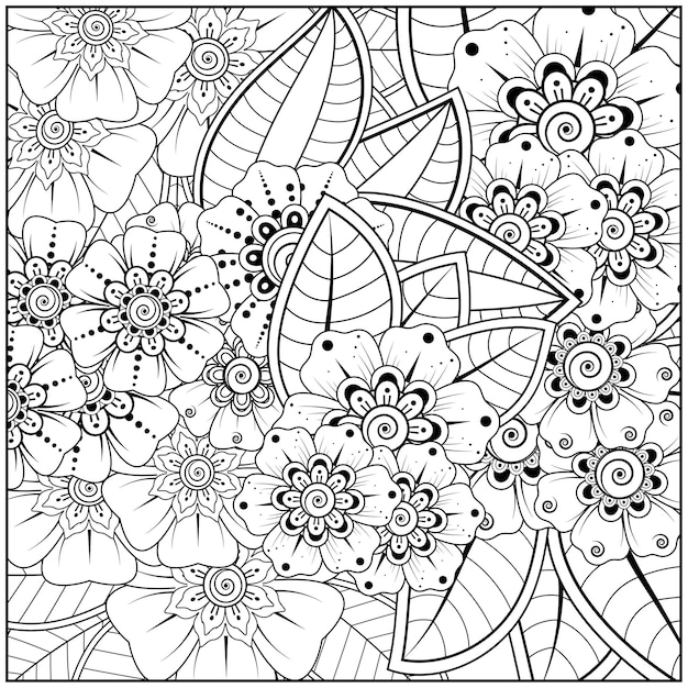 Fiore Mehndi per l'henné isolato su bianco