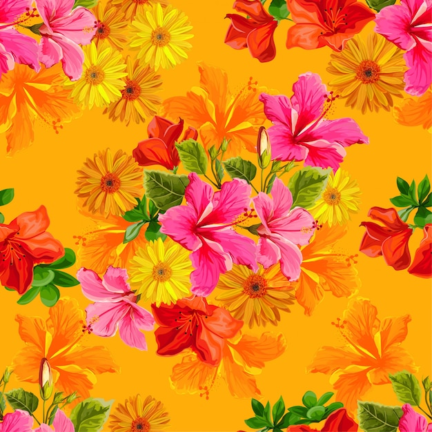 Fiore tropicale del modello senza cuciture nello stile di Colore brillante