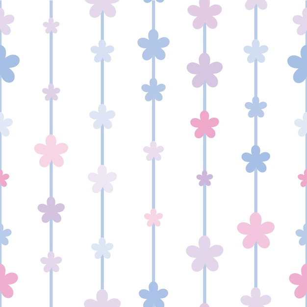 Fiori blu e rosa motivo geometrico vettoriale ripetizione senza cuciture stampa floreale
