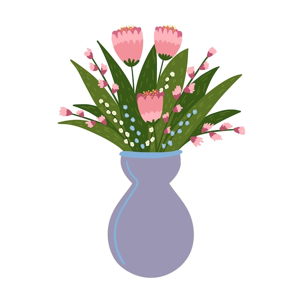 Fiori carini in vaso icona isolata disegno di illustrazione vettoriale disegno di illustrazione vettoriale