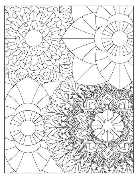 Fiori da colorare modello pagina interni KDP