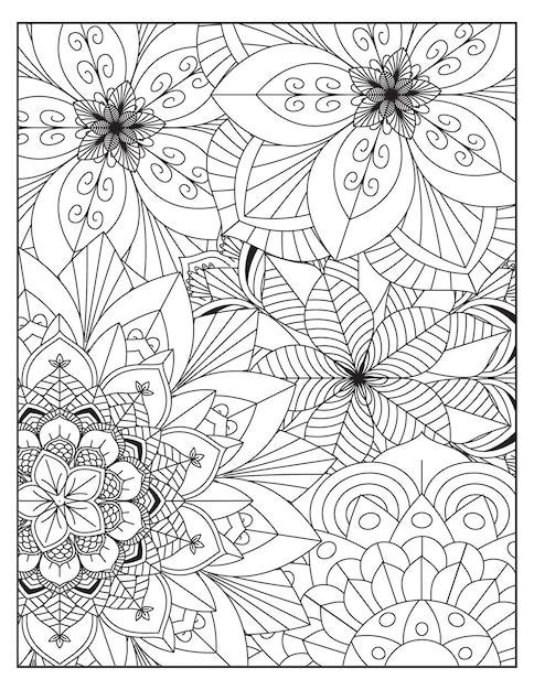 Fiori da colorare modello pagina interni KDP