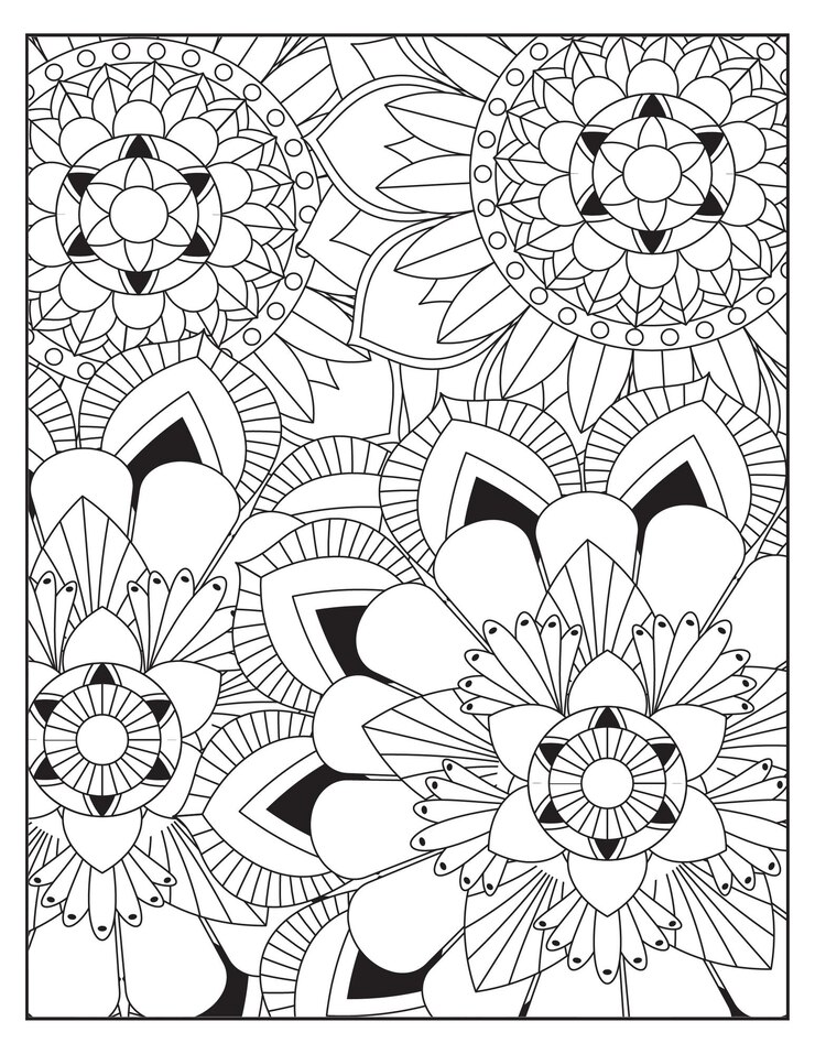 Fiori da colorare modello pagina interni KDP