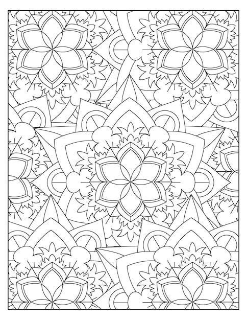 Fiori da colorare pagina modello mandala