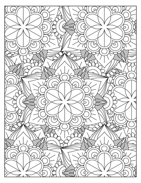 Fiori da colorare pagina modello mandala