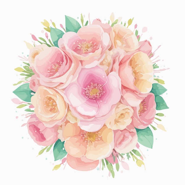 fiori di bouquet illustrazione ad acquerello vettoriale